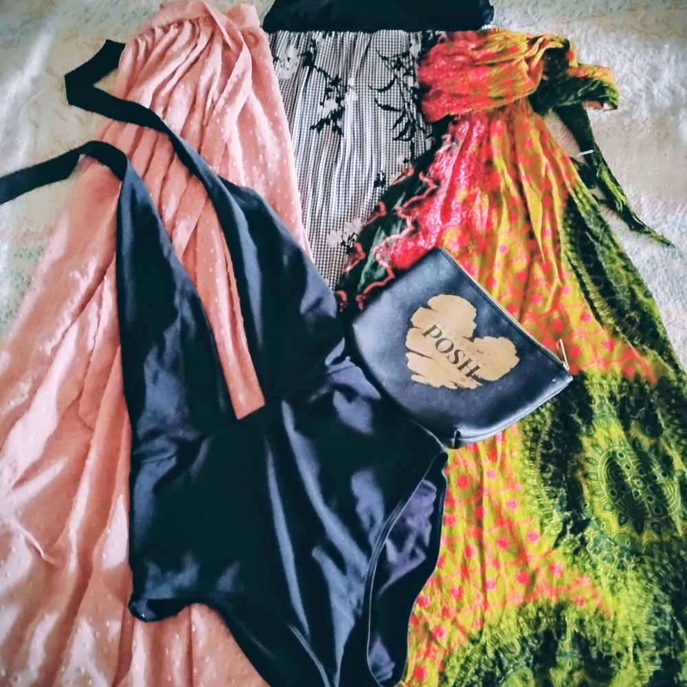 aerie Black One-Piece Swimsuit with Assorted Maxi Dresses N Skirts Bundle